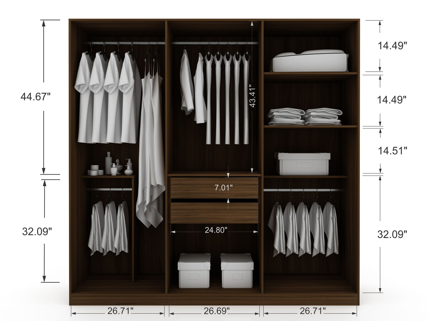 Manhattan Comfort Gramercy Modern Freestanding Wardrobe Armoire Closet in Brown 107GMC5