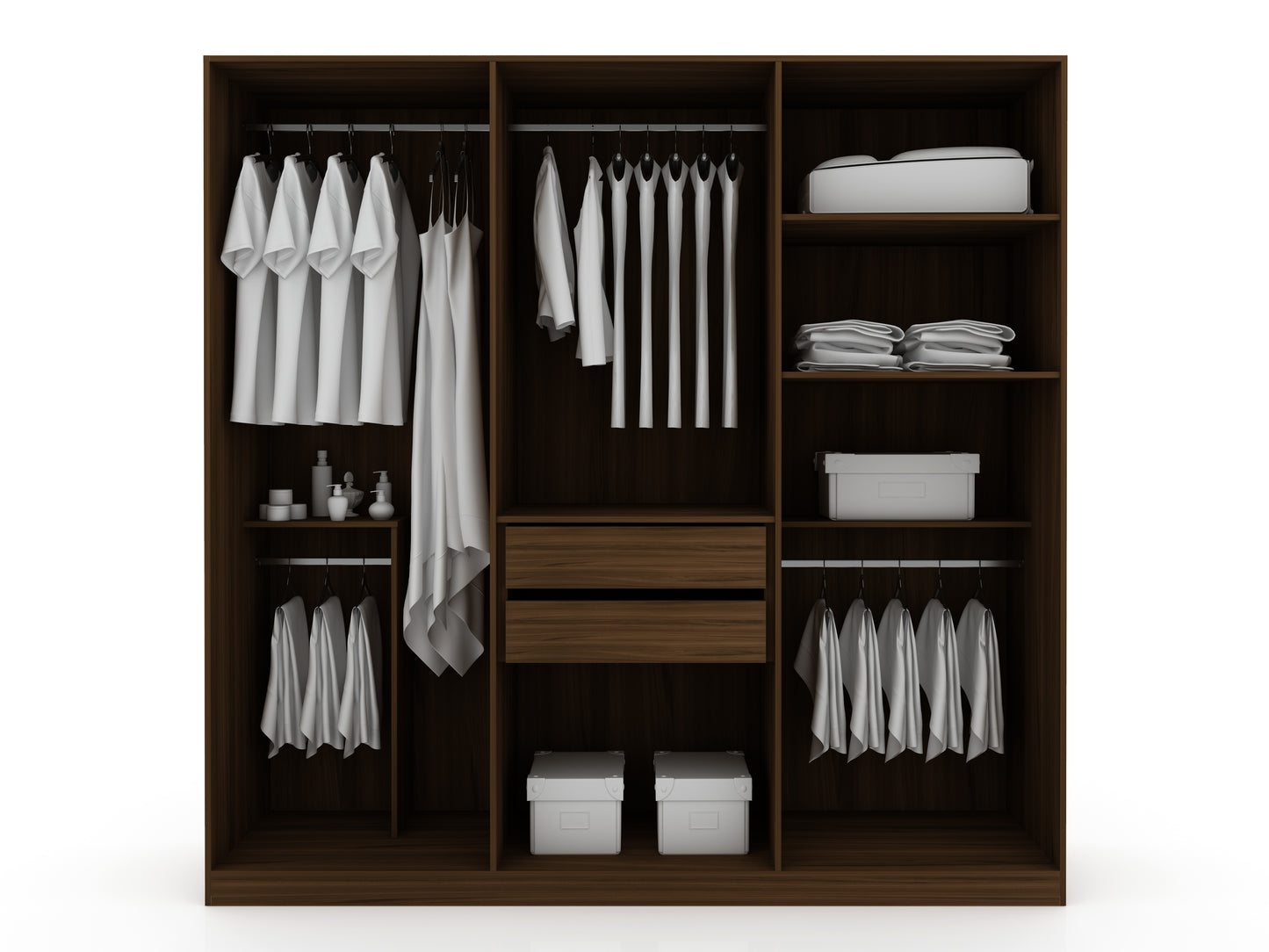 Manhattan Comfort Gramercy Modern Freestanding Wardrobe Armoire Closet in Brown 107GMC5