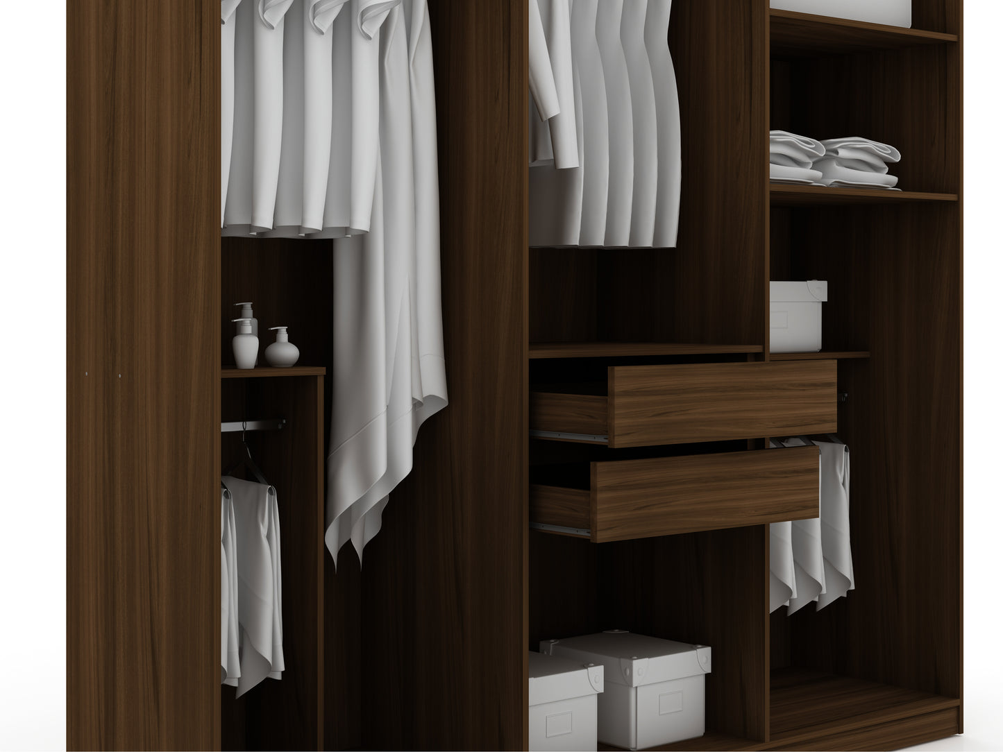 Manhattan Comfort Gramercy Modern Freestanding Wardrobe Armoire Closet in Brown 107GMC5