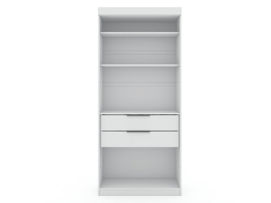 Manhattan Comfort Mulberry Open 1 Sectional Modern Armoire Wardrobe Closet with 2 Drawers in White 109GMC1