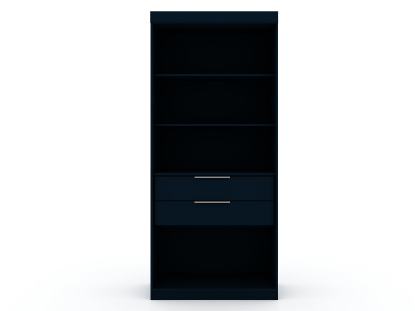 Manhattan Comfort Mulberry Open 1 Sectional Modern Armoire Wardrobe Closet with 2 Drawers in Tatiana Midnight Blue 109GMC4