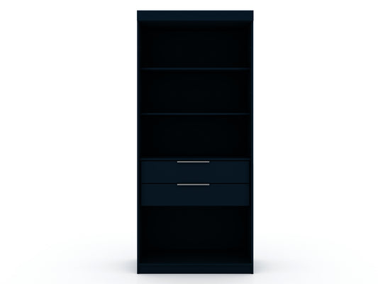 Manhattan Comfort Mulberry Open 1 Sectional Modern Armoire Wardrobe Closet with 2 Drawers in Tatiana Midnight Blue 109GMC4