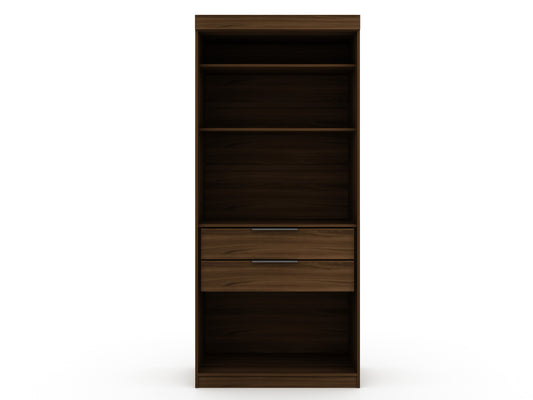Manhattan Comfort Mulberry Open 1 Sectional Modern Armoire Wardrobe Closet with 2 Drawers in Brown 109GMC5