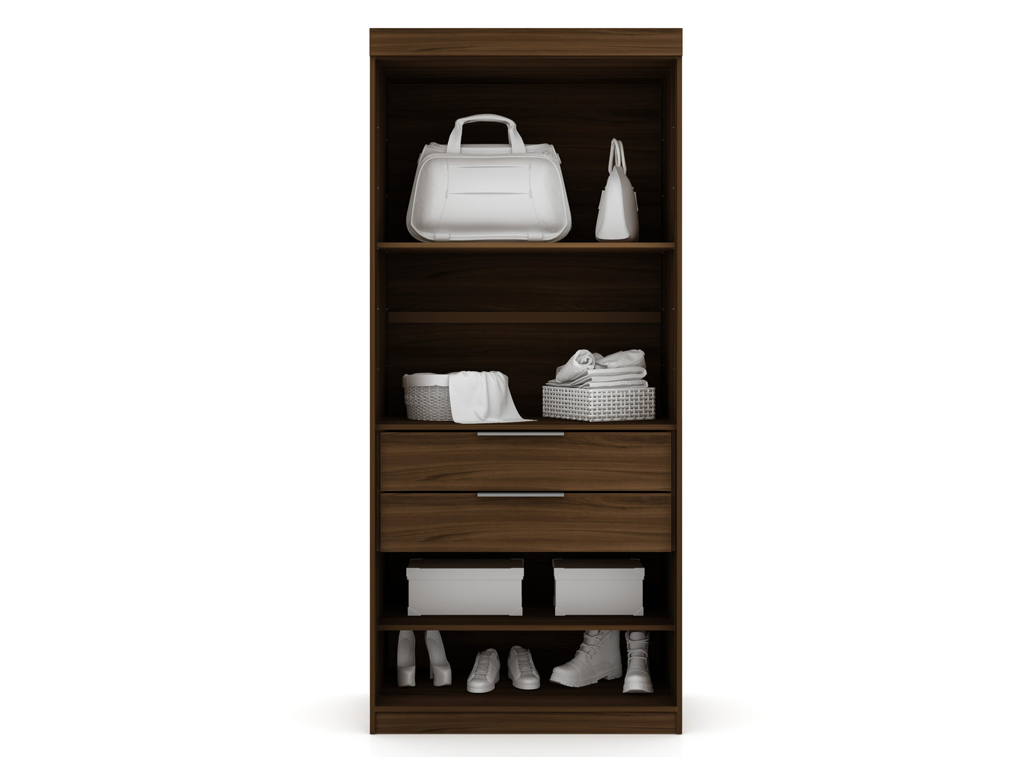 Manhattan Comfort Mulberry Open 1 Sectional Modern Armoire Wardrobe Closet with 2 Drawers in Brown 109GMC5