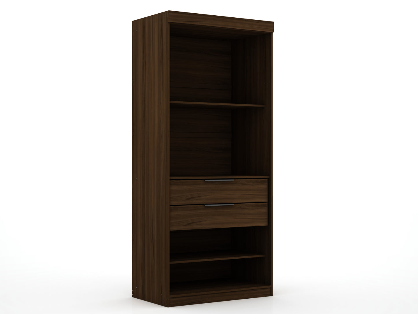 Manhattan Comfort Mulberry Open 1 Sectional Modern Armoire Wardrobe Closet with 2 Drawers in Brown 109GMC5