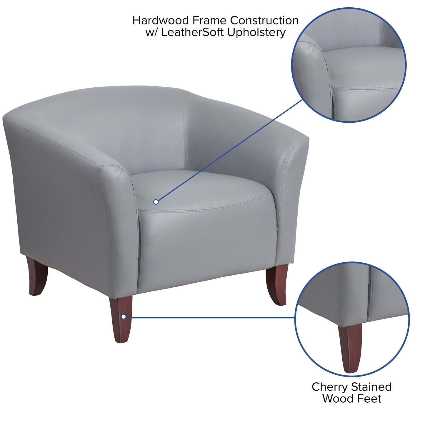 HERCULES Imperial Series Gray LeatherSoft Chair Gray