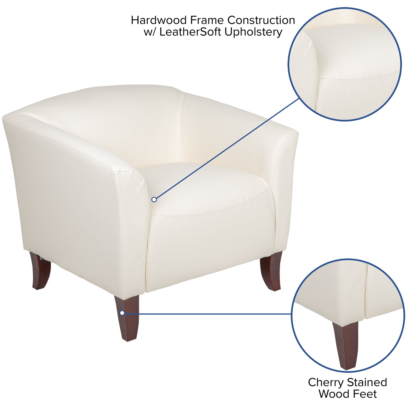 HERCULES Imperial Series Ivory LeatherSoft Chair Ivory 111-1-WH-GG