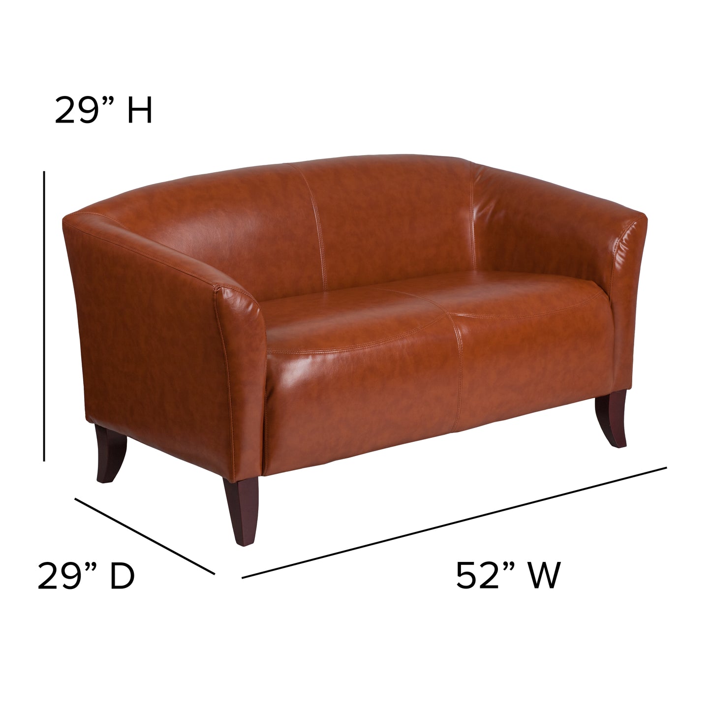 HERCULES Imperial Series Cognac LeatherSoft Loveseat Cognac 111-2-CG-GG