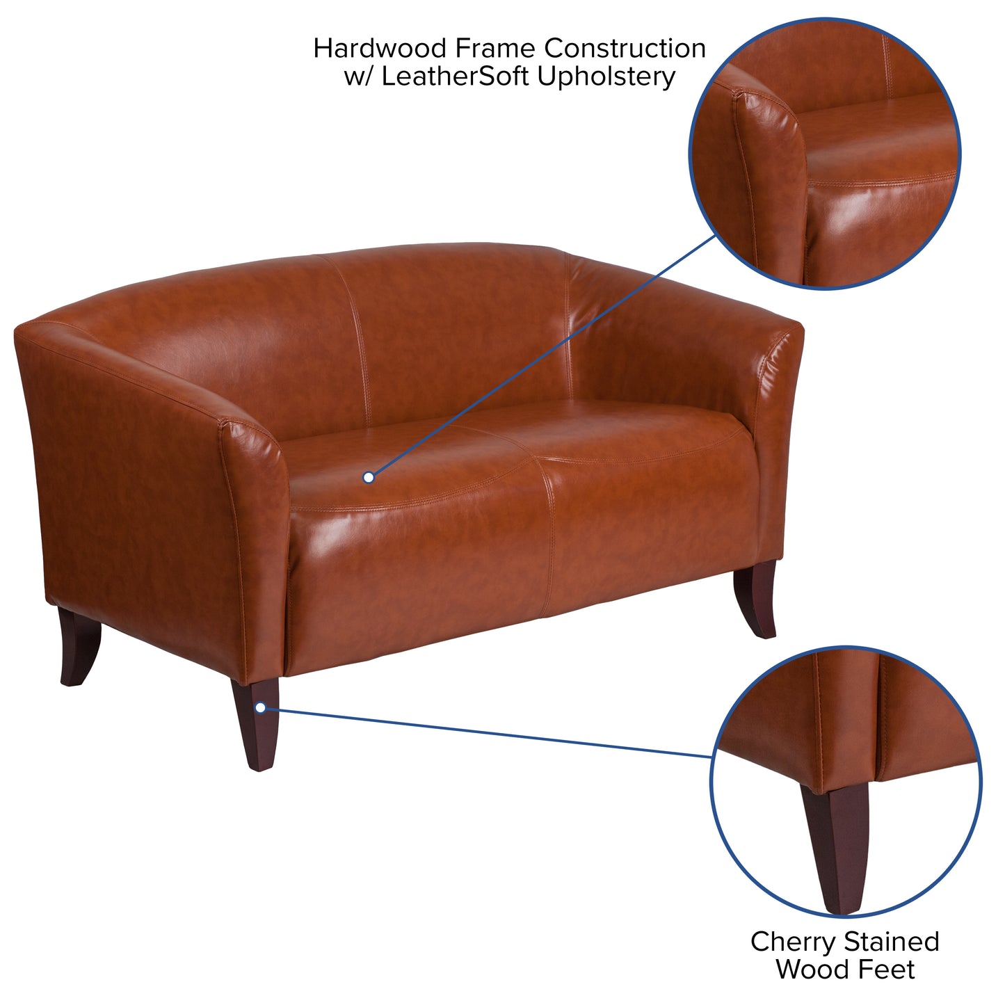 HERCULES Imperial Series Cognac LeatherSoft Loveseat Cognac 111-2-CG-GG