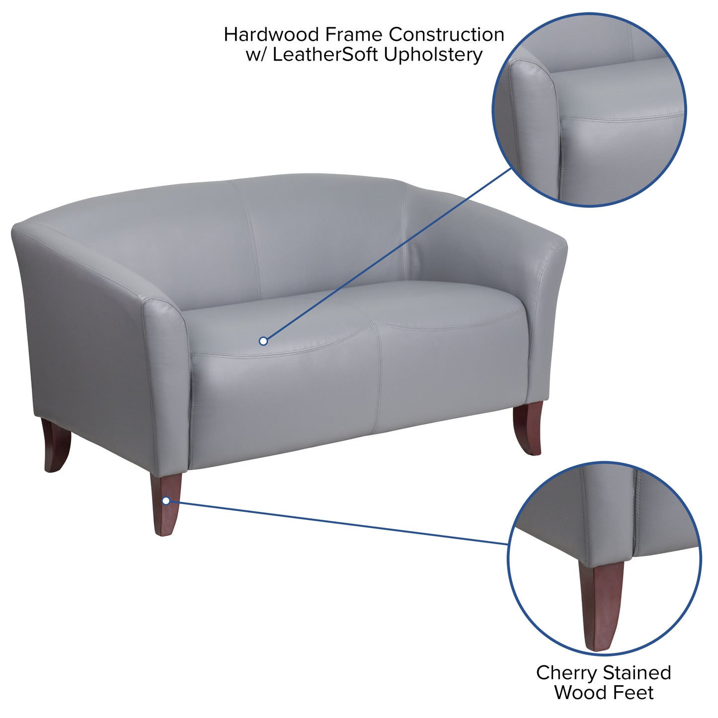 HERCULES Imperial Series Gray LeatherSoft Loveseat Gray