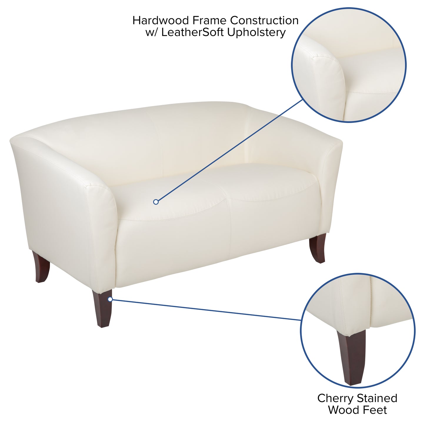 HERCULES Imperial Series Ivory LeatherSoft Loveseat Ivory 111-2-WH-GG