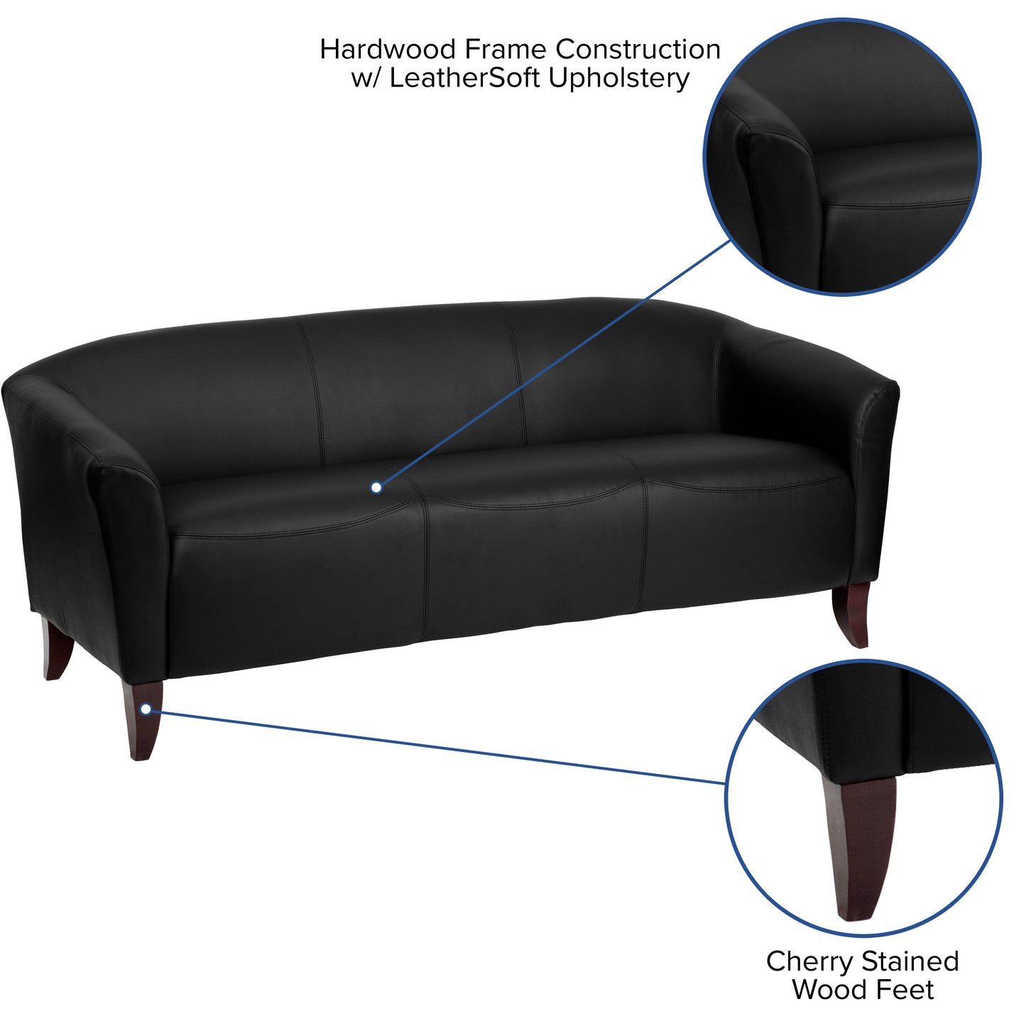HERCULES Imperial Series Black LeatherSoft Sofa Black