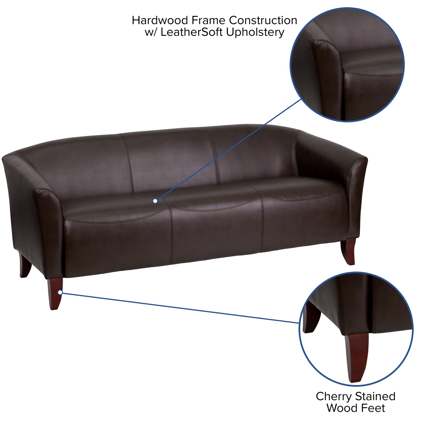 HERCULES Imperial Series Brown LeatherSoft Sofa Brown