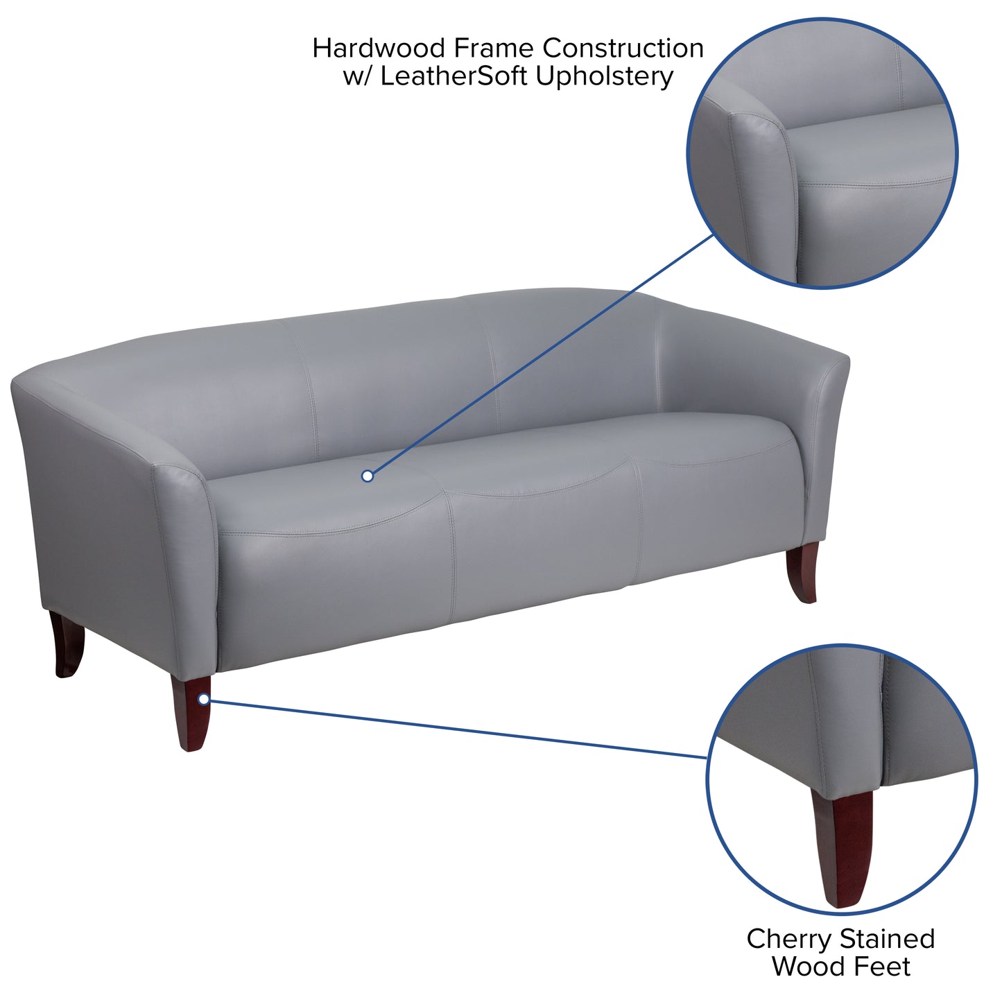 HERCULES Imperial Series Gray LeatherSoft Sofa Gray