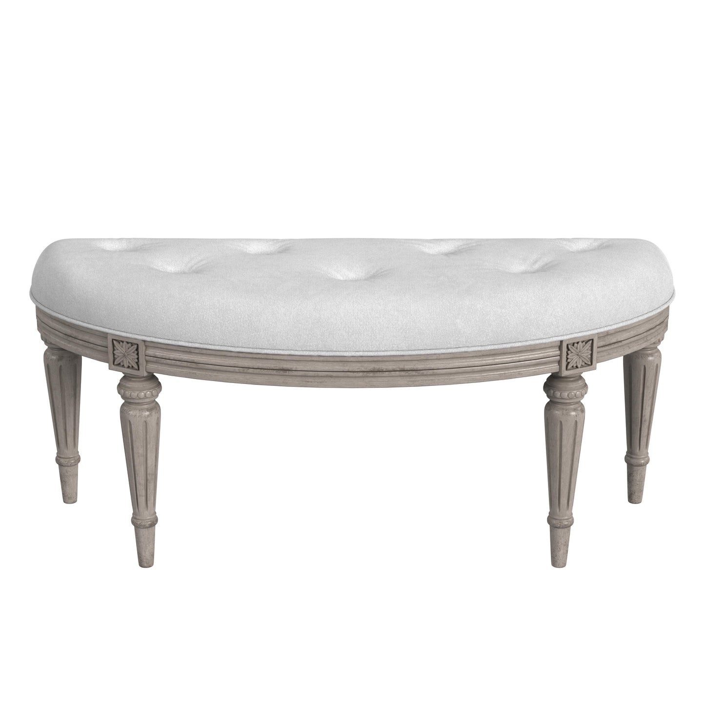 Tamara Upholstered Demilune 45"W Bench in Gray,Tan/Beige 1120247