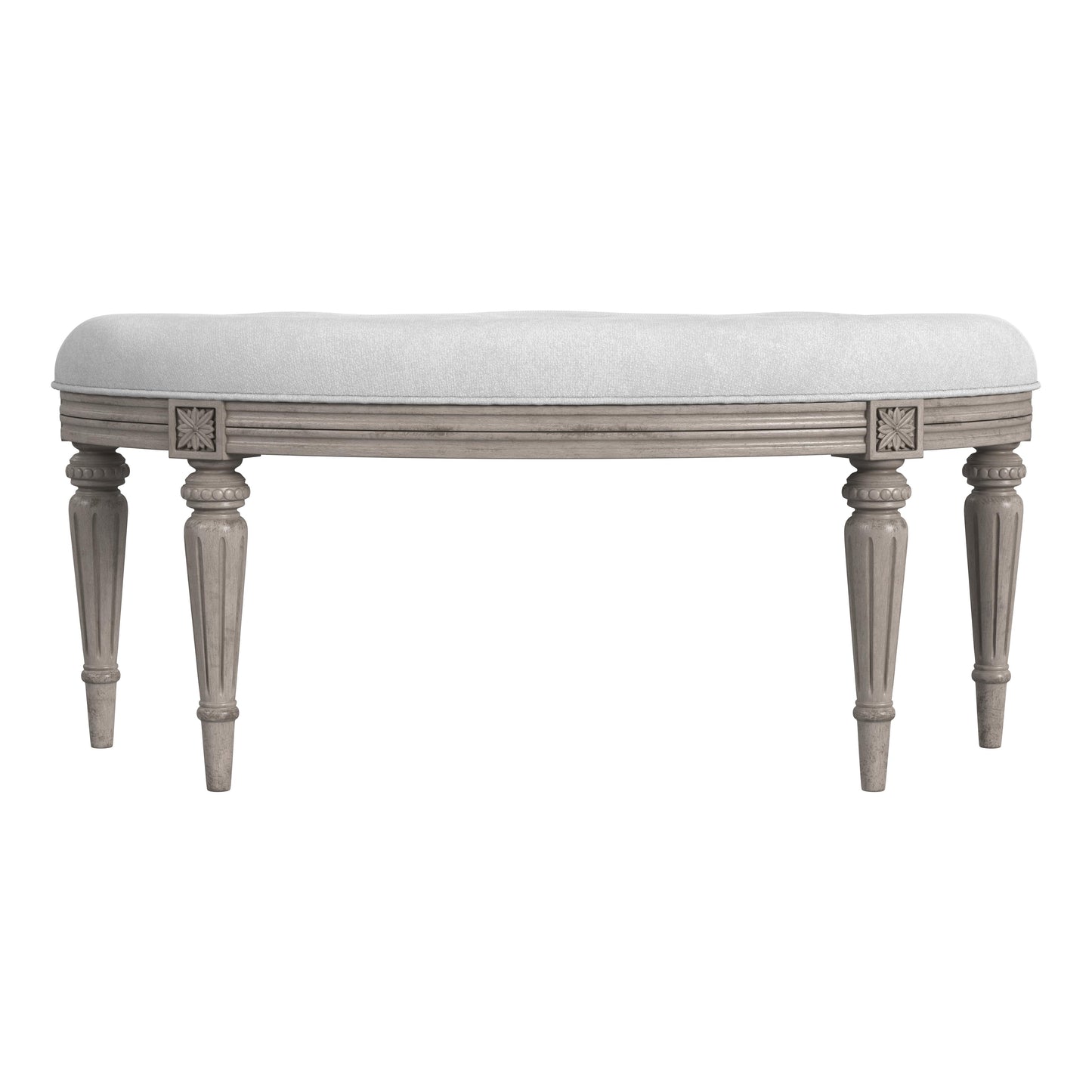 Tamara Upholstered Demilune 45"W Bench in Gray,Tan/Beige 1120247