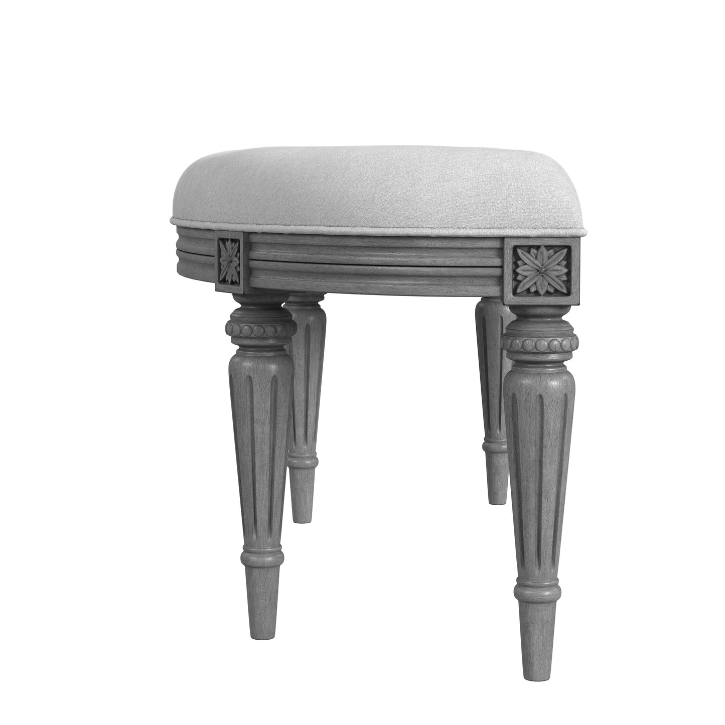 Tamara Upholstered Demilune 45"W Bench in Gray 1120418