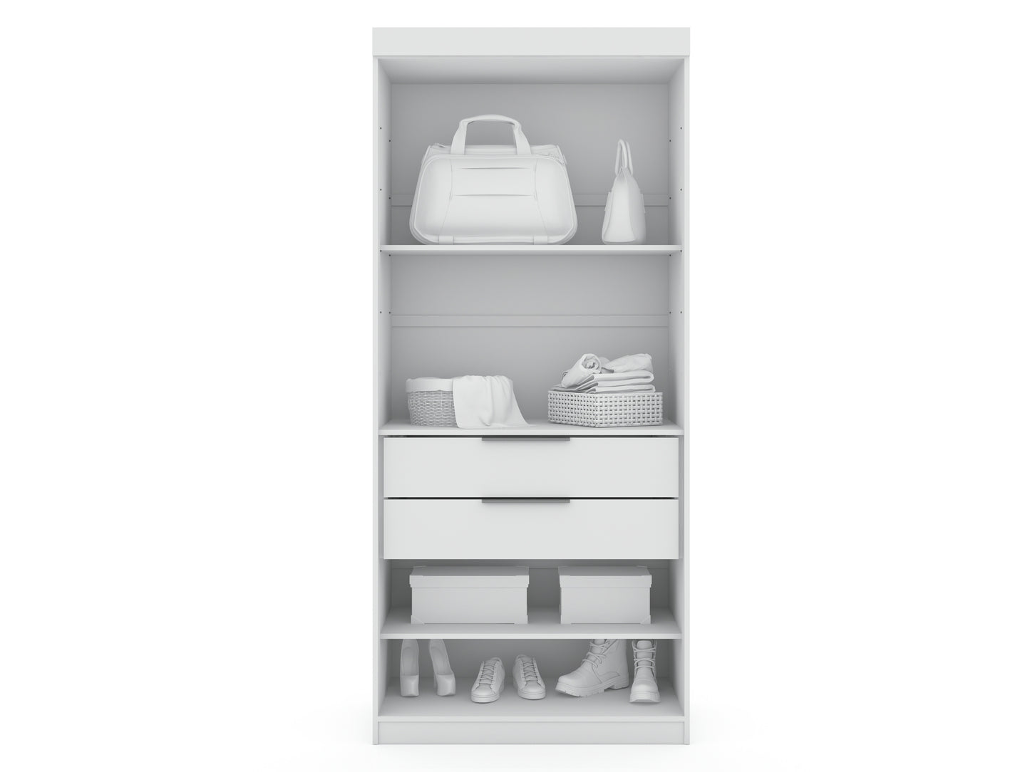 Mulberry Contemporary Modern 36" Wardrobe Closet in White - Set of 2 112GMC1