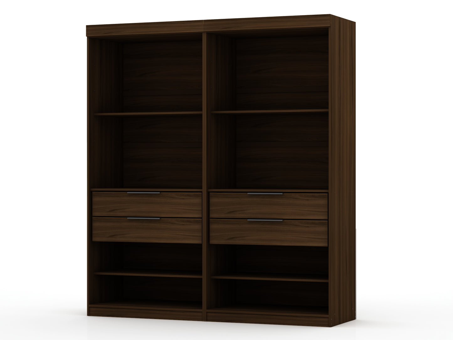 Manhattan Comfort Mulberry Open 2 Sectional Modern Wardrobe Closet with 4 Drawers - Set of 2 in Brown 112GMC5