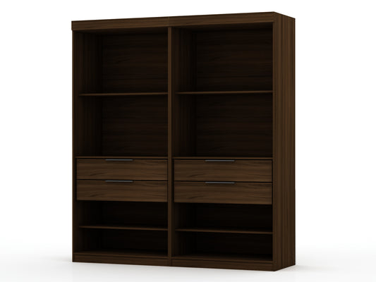 Manhattan Comfort Mulberry Open 2 Sectional Modern Wardrobe Closet with 4 Drawers - Set of 2 in Brown 112GMC5