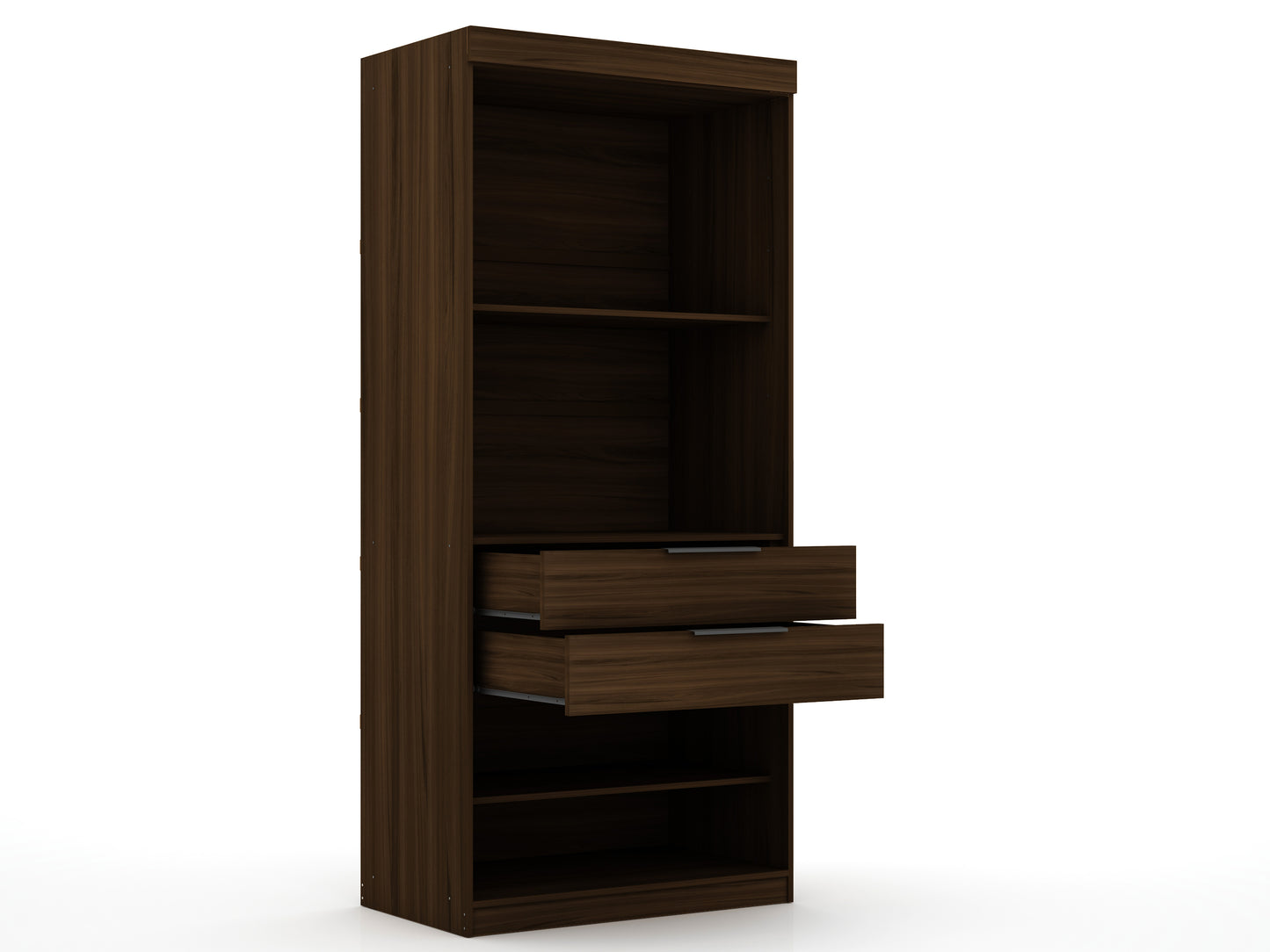 Manhattan Comfort Mulberry Open 2 Sectional Modern Wardrobe Closet with 4 Drawers - Set of 2 in Brown 112GMC5