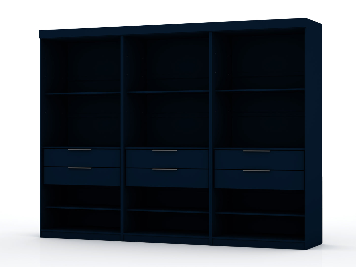 Manhattan Comfort Mulberry Open 3 Sectional Modem Wardrobe Closet with 6 Drawers - Set of 3 in Tatiana Midnight Blue 113GMC4