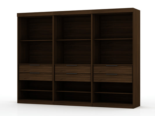 Manhattan Comfort Mulberry Open 3 Sectional Modem Wardrobe Closet with 6 Drawers - Set of 3 in Brown 113GMC5