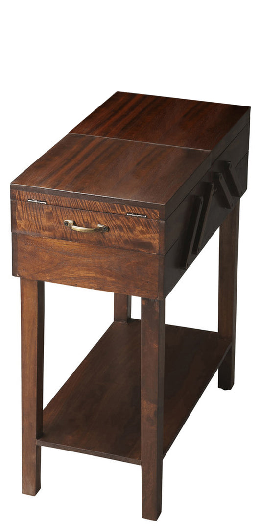 Butler Specialty Company Dirzo 13 in. W Rectangular Wood Lift Top Storage End Table with Lower Open Shelf, Dark Brown