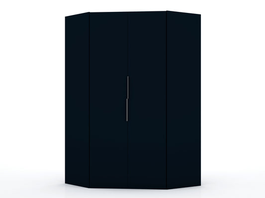 Manhattan Comfort Mulberry 2.0 Modern Corner Wardrobe Closet with 2 Hanging Rods in Tatiana Midnight Blue 115GMC4