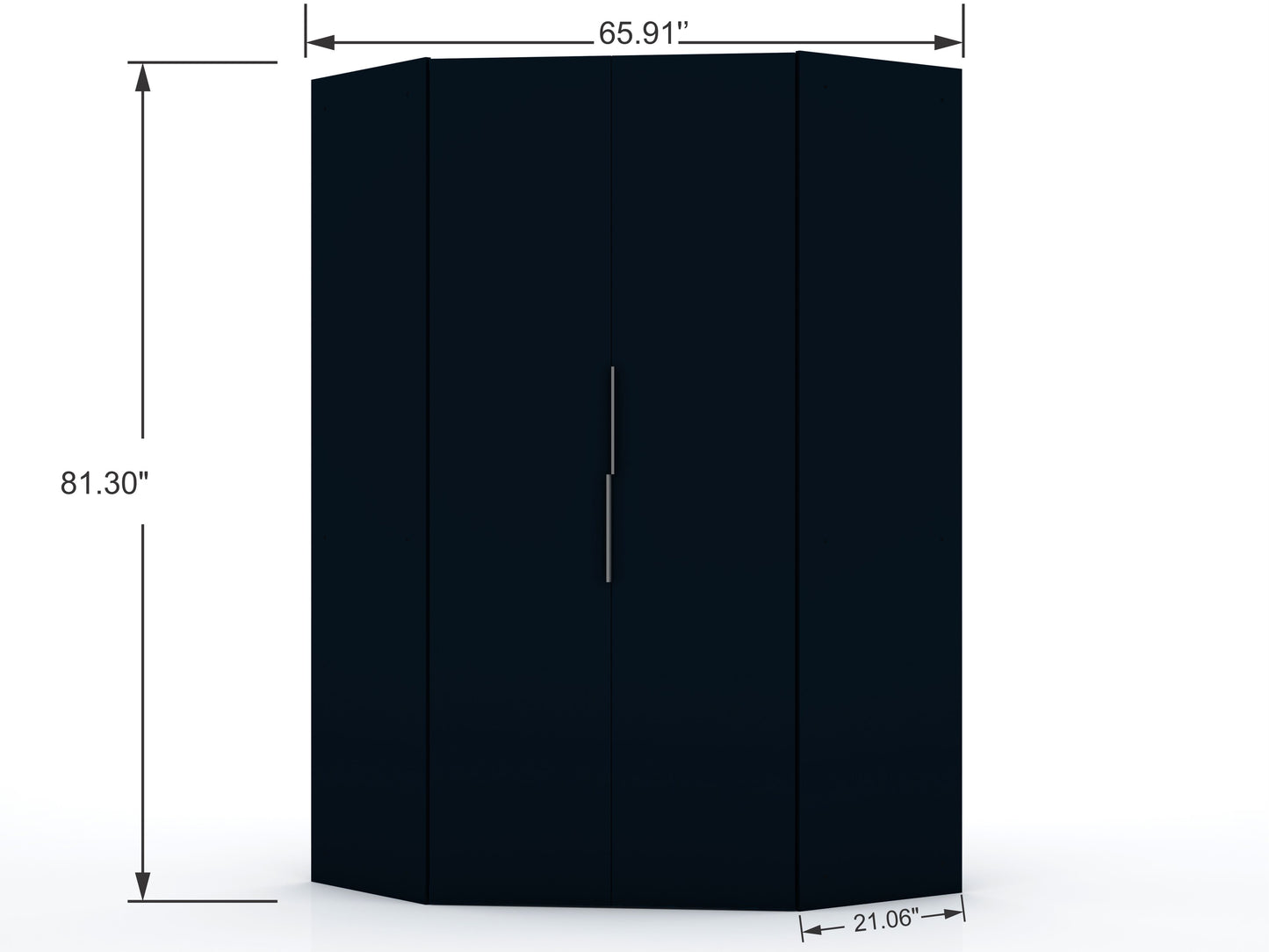 Manhattan Comfort Mulberry 2.0 Modern Corner Wardrobe Closet with 2 Hanging Rods in Tatiana Midnight Blue 115GMC4