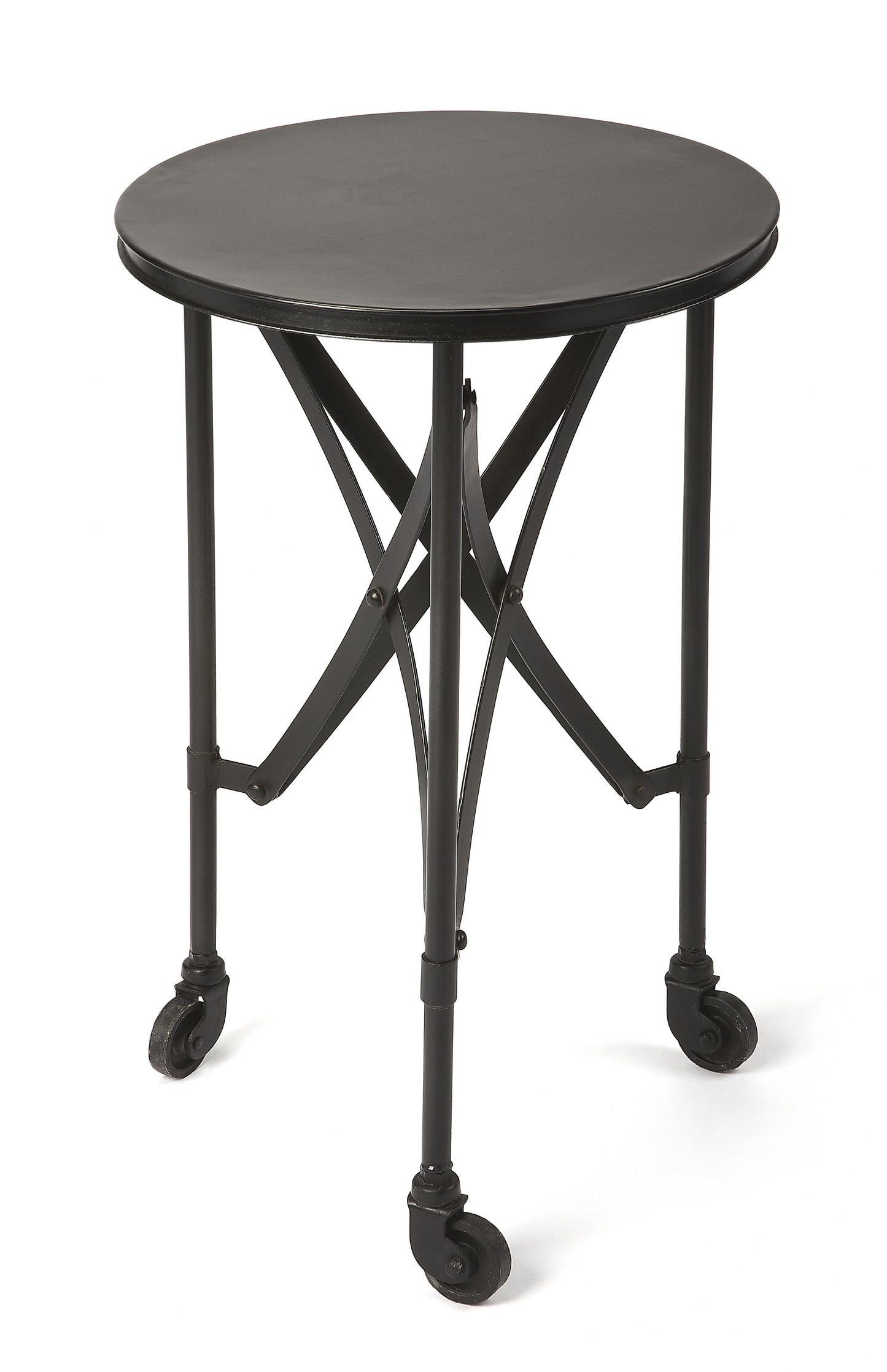 Butler Specialty Company Costigan 14.25 Round Metal Side Table on Casters, Black