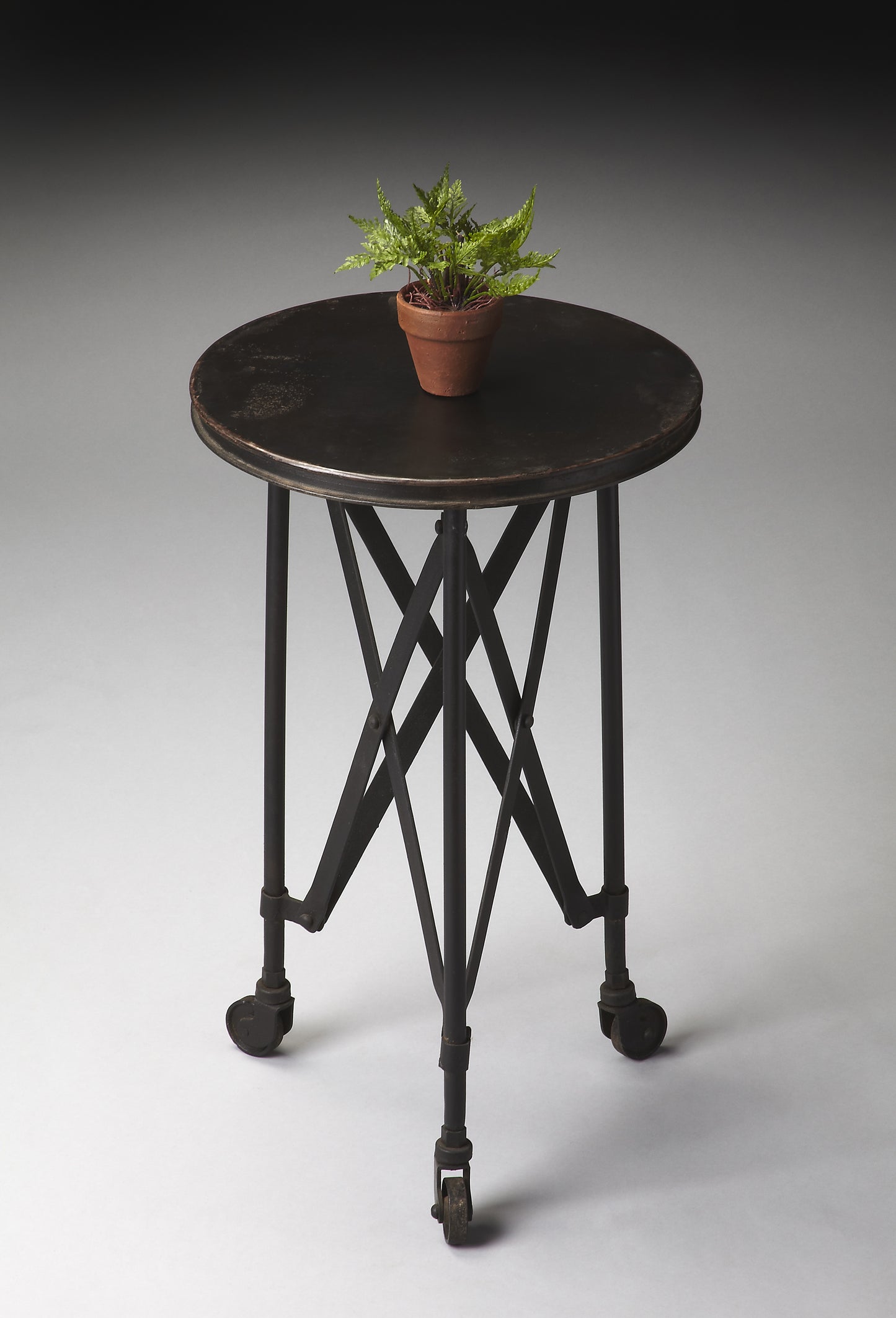 Butler Specialty Company Costigan 14.25 Round Metal Side Table on Casters, Black