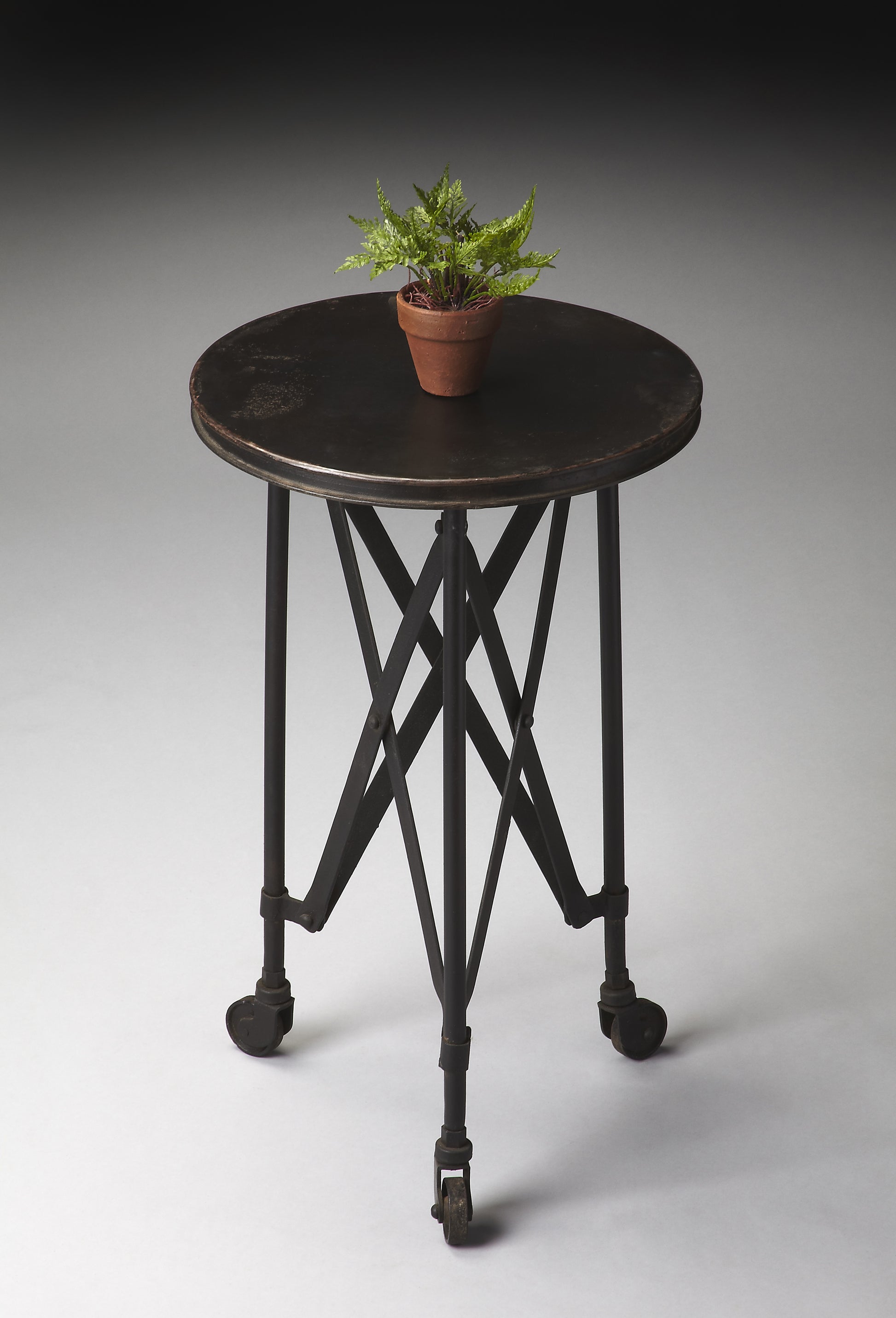 Butler Specialty Company Costigan 14.25 Round Metal Side Table on Casters, Black