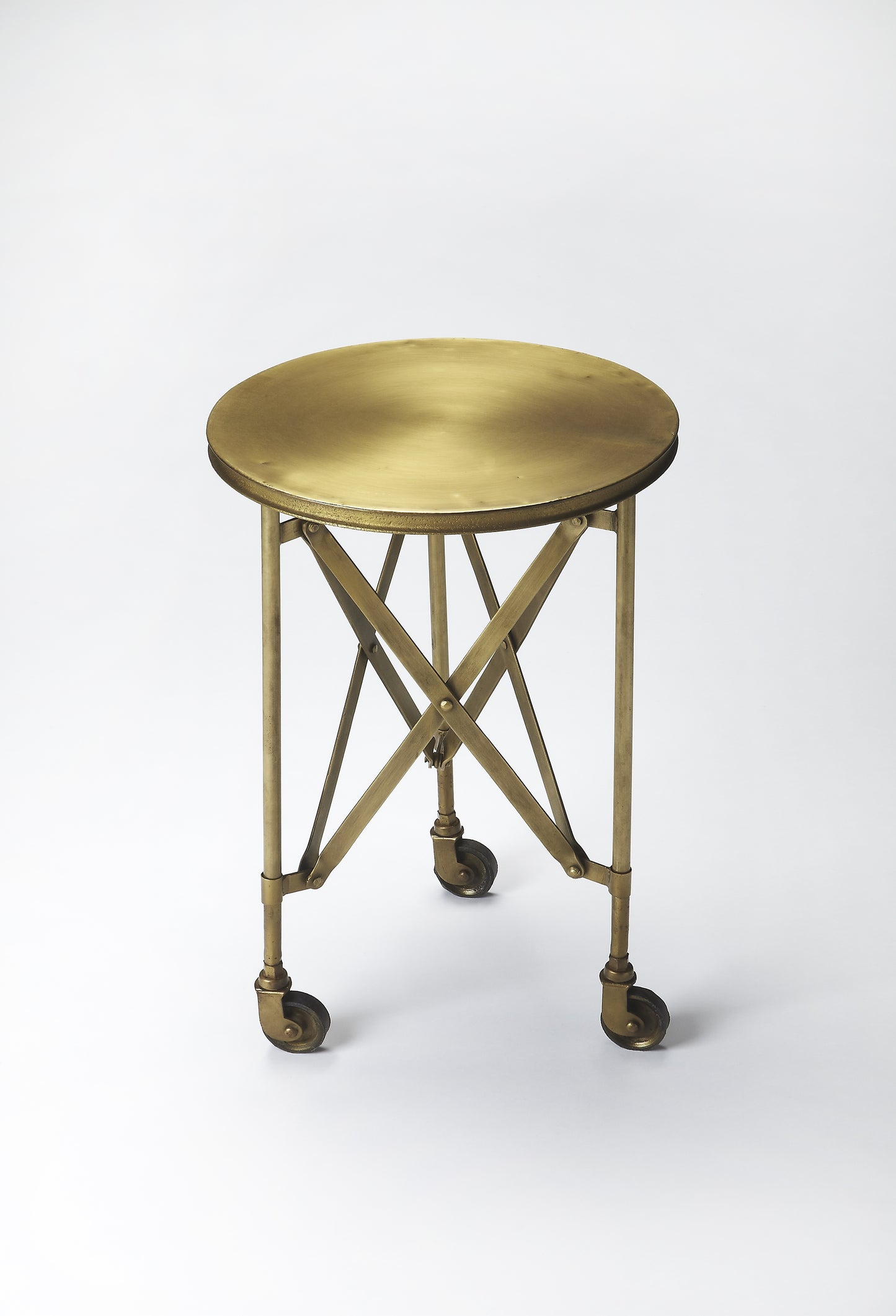 Butler Specialty Company Costigan 14.25 Round Metal Side Table on Casters, Gold
