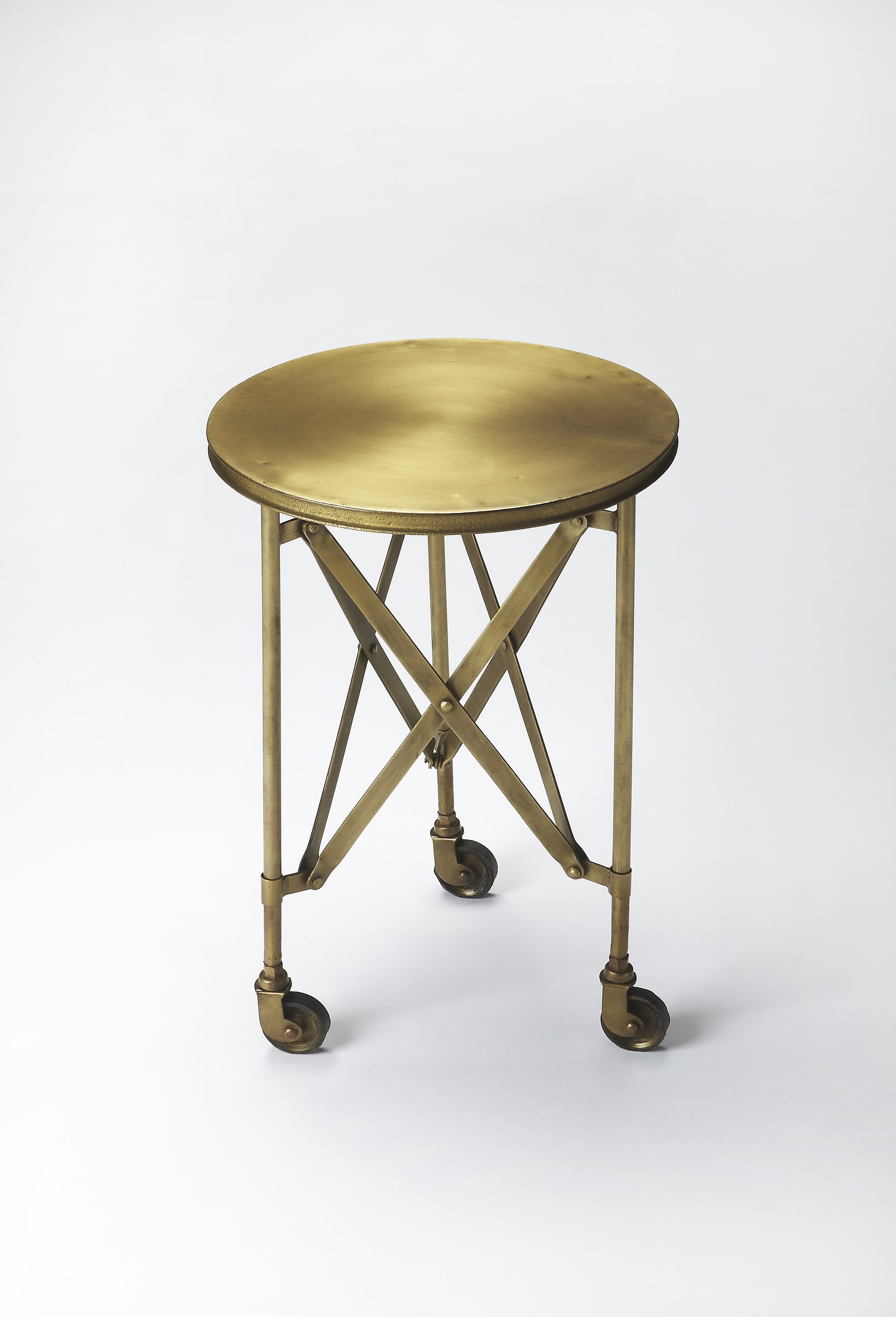 Butler Specialty Company Costigan 14.25 Round Metal Side Table on Casters, Gold