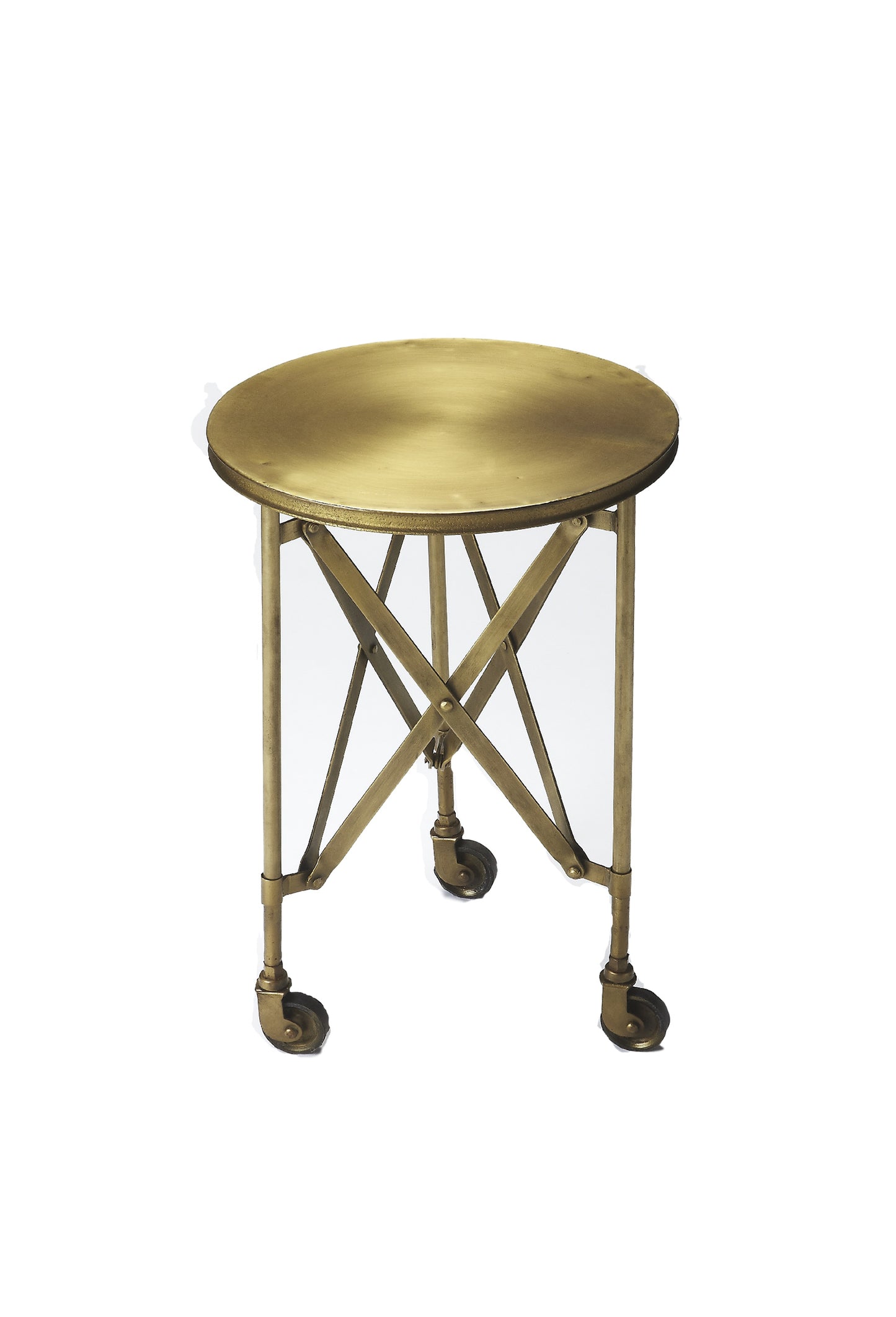 Butler Specialty Company Costigan 14.25 Round Metal Side Table on Casters, Gold