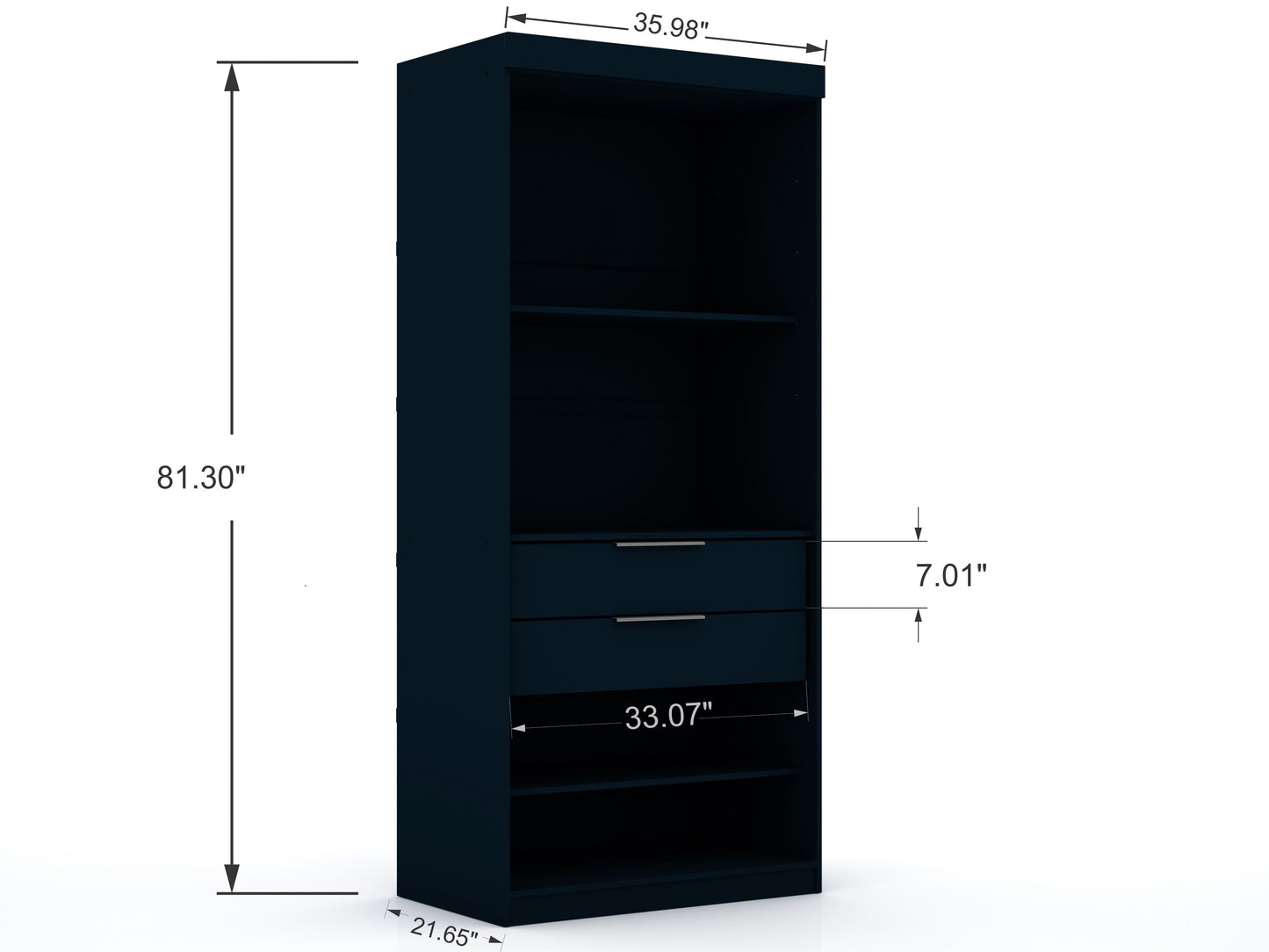 Mulberry Contemporary Modern 2-Piece Wardrobe Closet in Midnight Blue 116GMC4