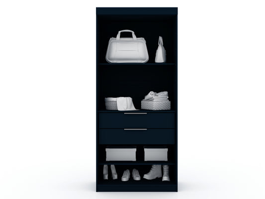 Manhattan Comfort Mulberry 2.0 Sectional Modern Armoire Wardrobe Closet with 2 Drawers in Tatiana Midnight Blue 116GMC4