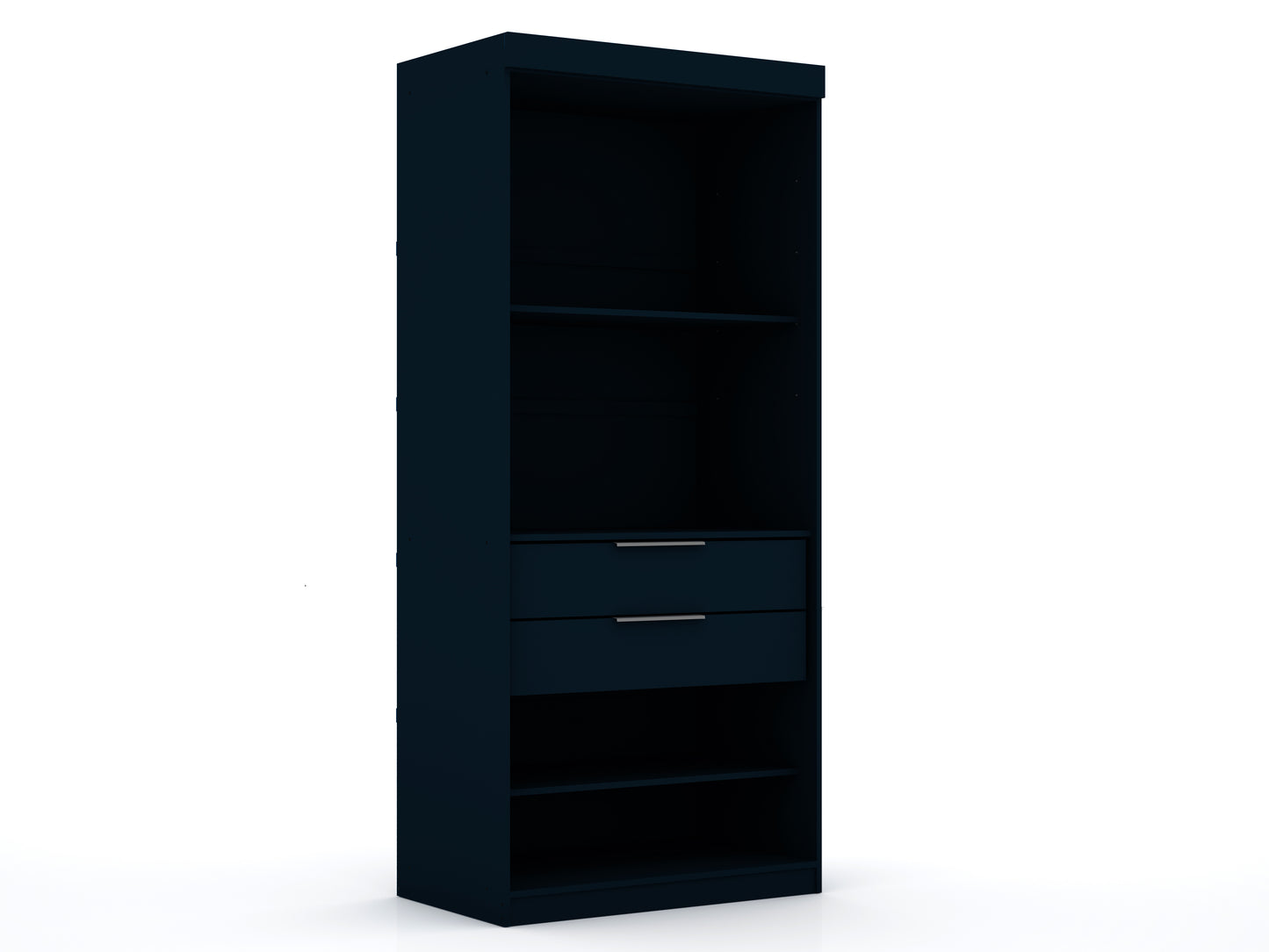 Manhattan Comfort Mulberry 2.0 Sectional Modern Armoire Wardrobe Closet with 2 Drawers in Tatiana Midnight Blue 116GMC4