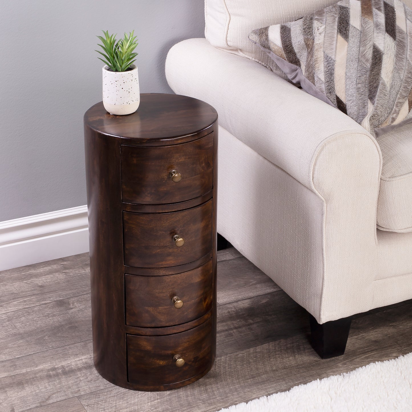 Liam Wood End Table with Storage in Dark Brown 1176117
