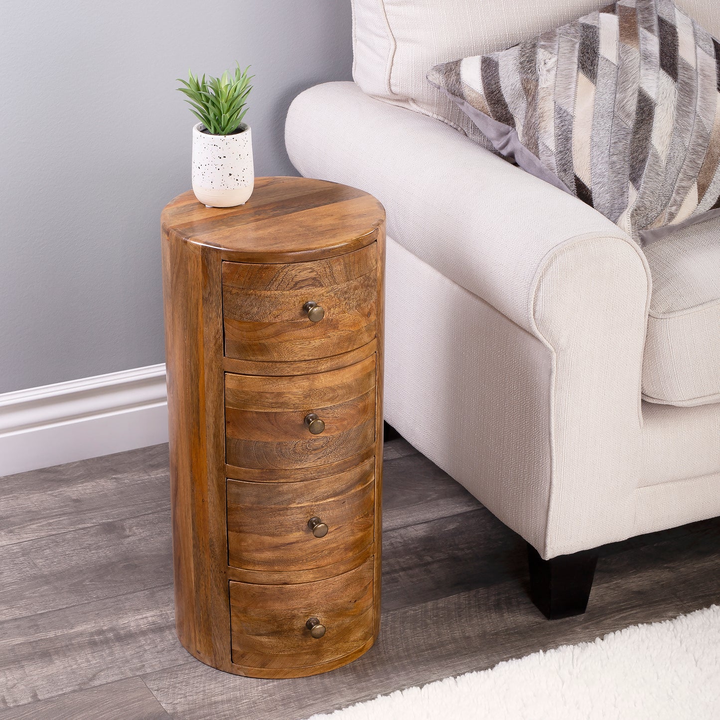 Liam Light Wood End Table with Storage in Light Brown 1176312