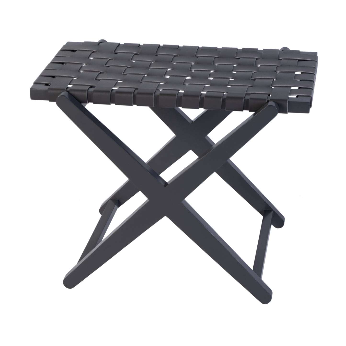 Butler Specialty Company Cipriani 24 in. W Rectangular Leather & Wood Luggage Rack, Gray