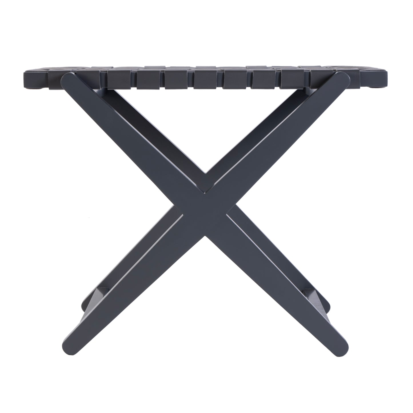 Butler Specialty Company Cipriani 24 in. W Rectangular Leather & Wood Luggage Rack, Gray