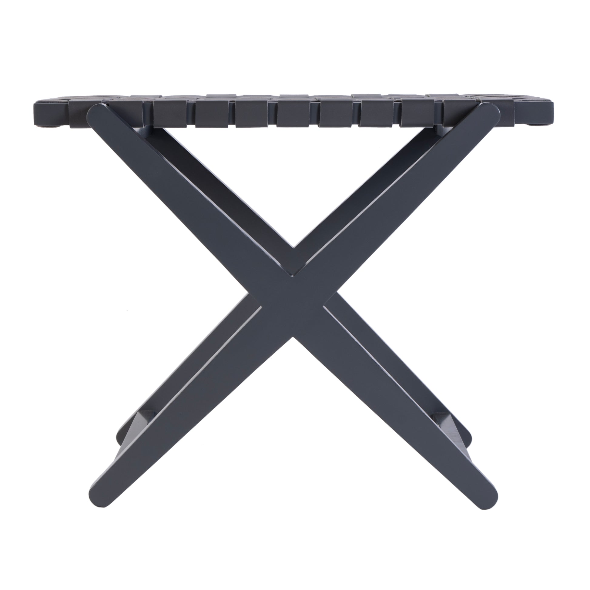 Butler Specialty Company Cipriani 24 in. W Rectangular Leather & Wood Luggage Rack, Gray