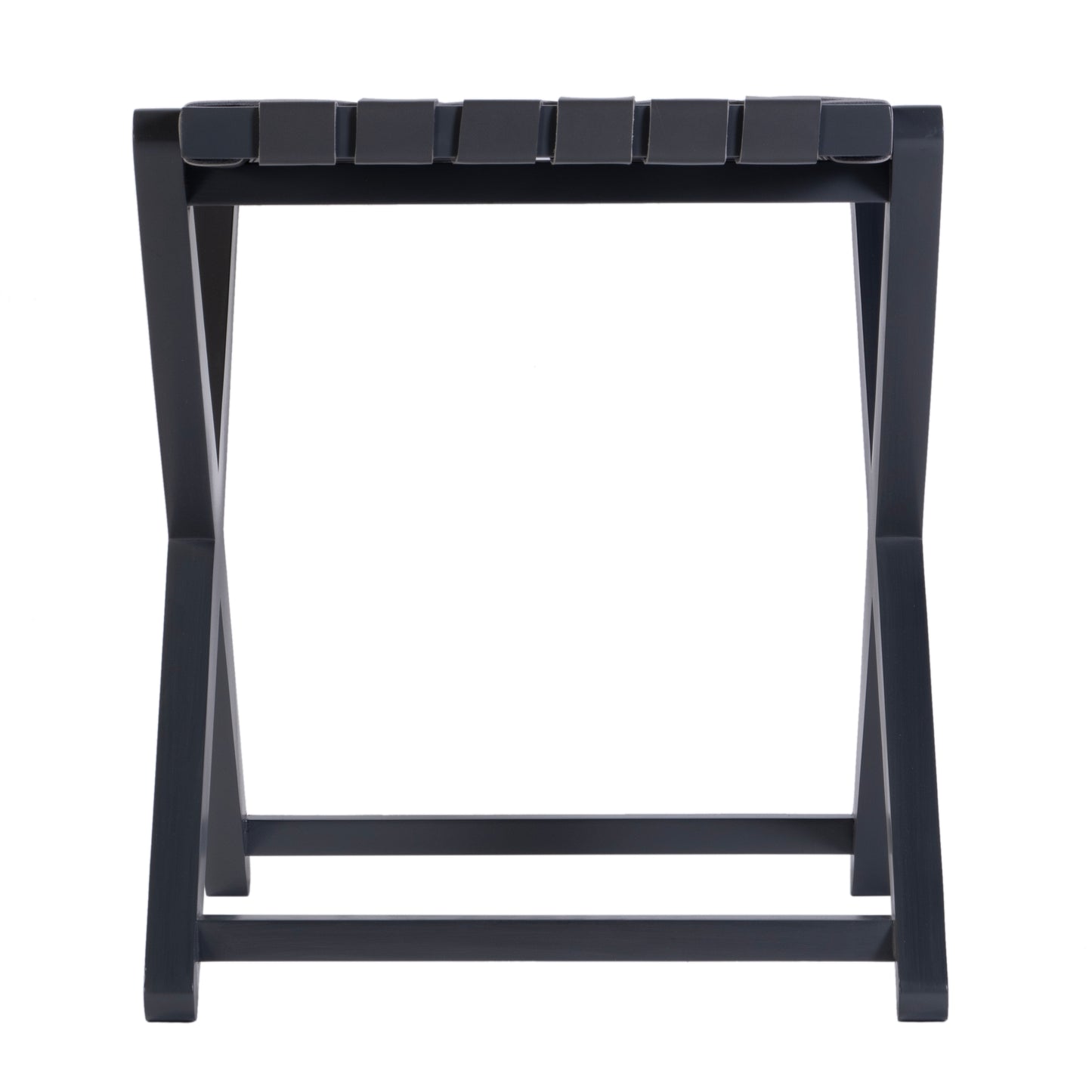 Butler Specialty Company Cipriani 24 in. W Rectangular Leather & Wood Luggage Rack, Gray