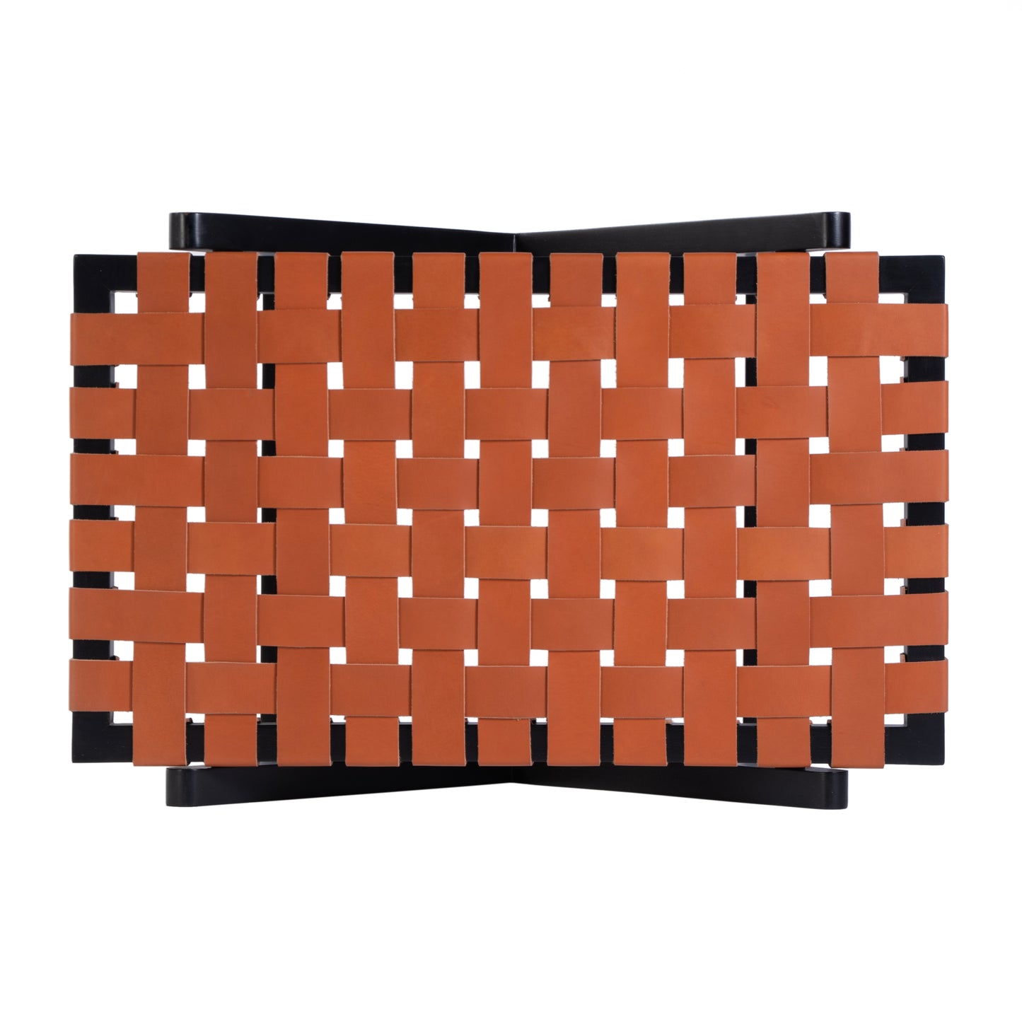 Butler Specialty Company Cipriani 24 in. W Rectangular Leather & Wood Luggage Rack, Orange, Black