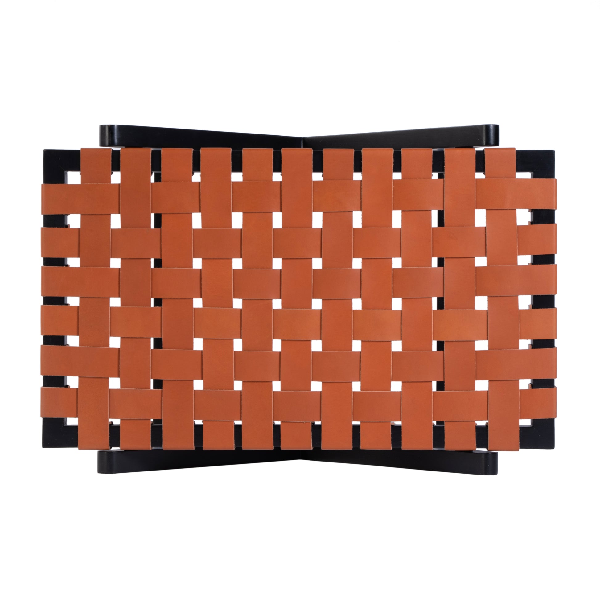 Butler Specialty Company Cipriani 24 in. W Rectangular Leather & Wood Luggage Rack, Orange, Black