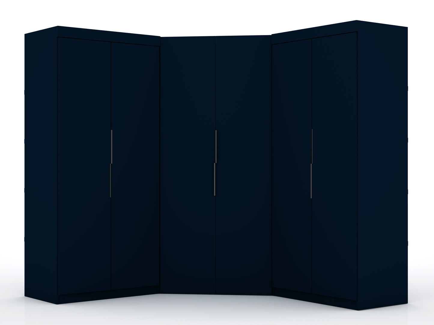 Manhattan Comfort Mulberry 3.0 Sectional Modern Wardrobe Corner Closet with 4 Drawers - Set of 3 in Tatiana Midnight Blue 119GMC4