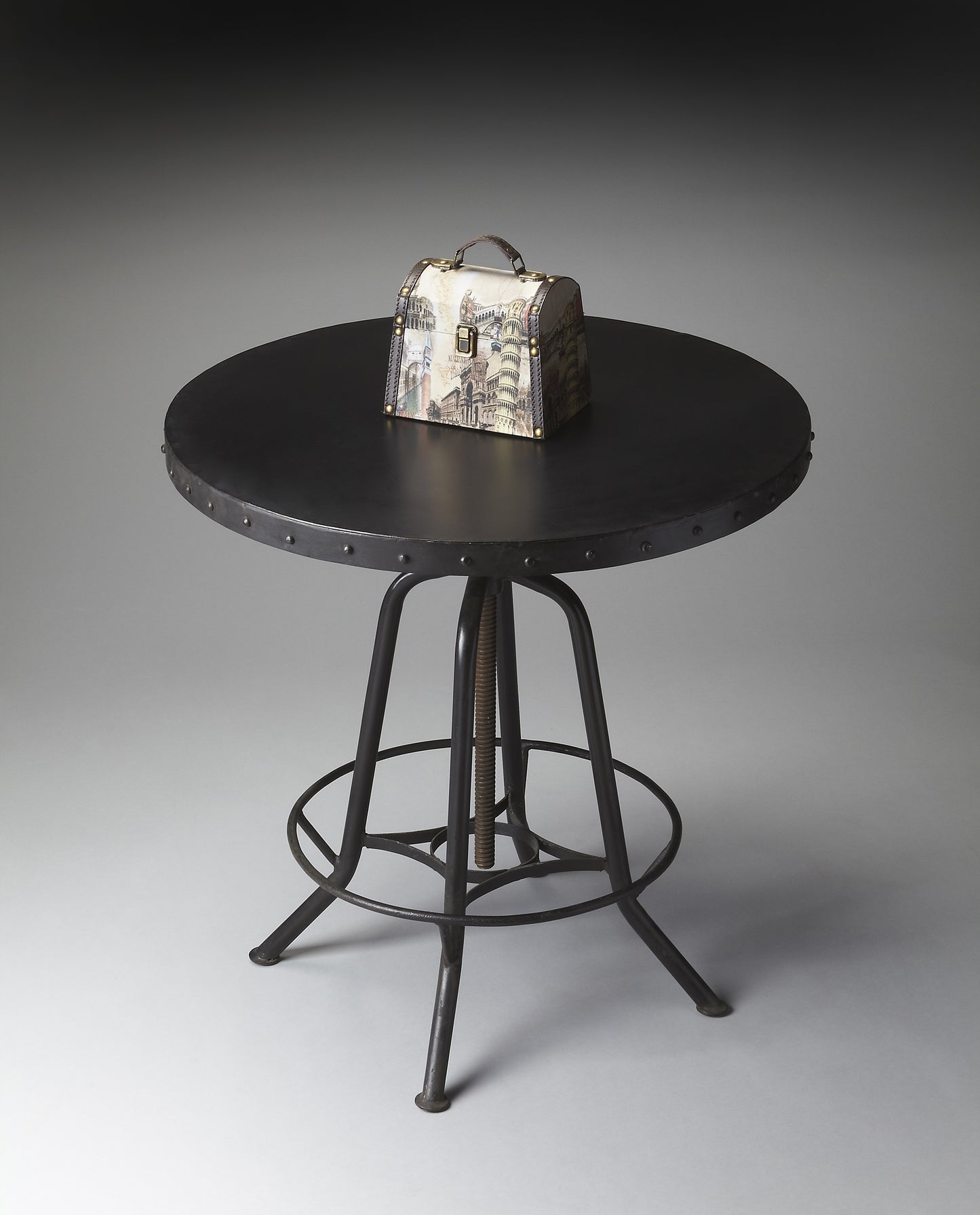 Butler Specialty Company EngleWood 29 in. W Round Metal Industrial Hall/Pub Table with Foot Support, Black