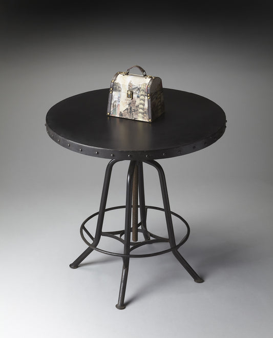 Butler Specialty Company EngleWood 29 in. W Round Metal Industrial Hall/Pub Table with Foot Support, Black